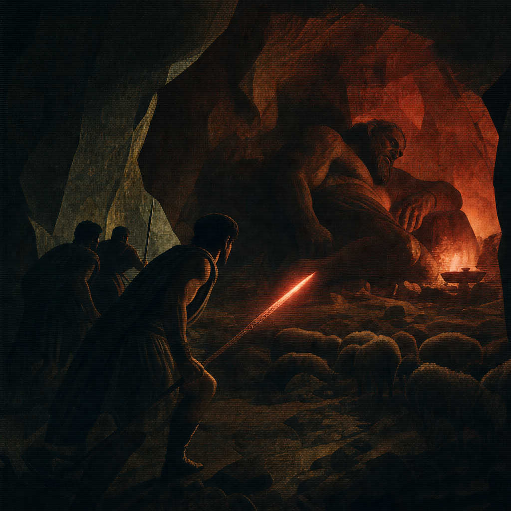 Narrative plate: The Cave of Polyphemus