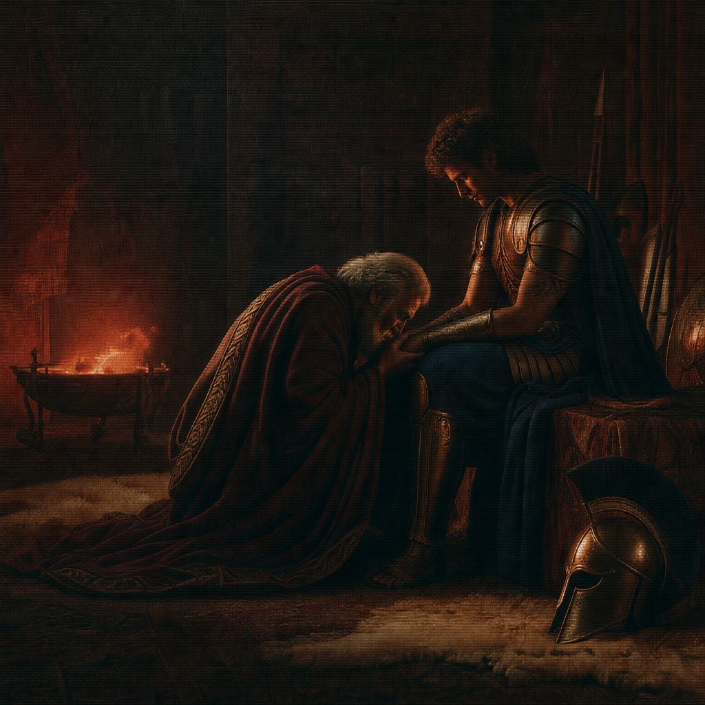 Narrative plate: Priam Ransoms Hector